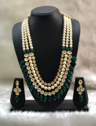 Long kundan Pearl set