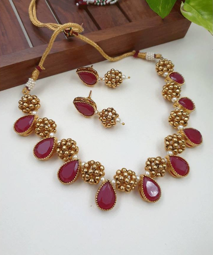 Antique Ruby Gemstone Necklace Set