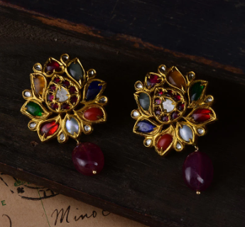 Navratna Stud Earrings