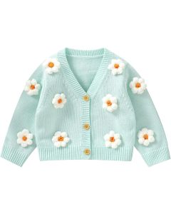 Floral knit cardigan sweater