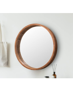 Wooden Round Mirror