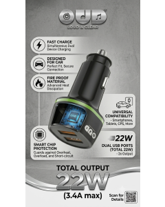 OUD Dual Way 22W Fast Charging Car Charger