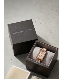Michael Kors Rose Gold Pavé Dial Leather Strap Watch