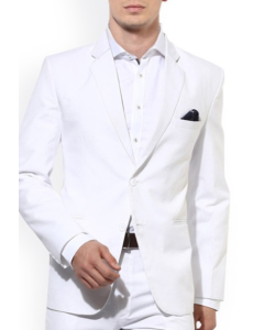 White Regular Fit Single-Breasted Blazer