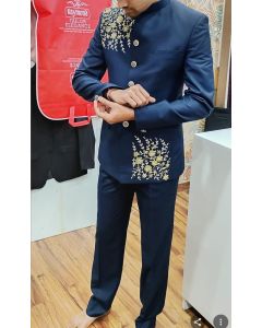 Designer Navy Blue Jodhpuri Suit
